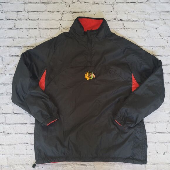 Vintage Men’s Chicago Blackhawks Fleece Sweatshirt Reversible 90s Large - Picture 1 of 8